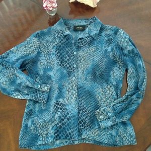 Blue animal print blouse